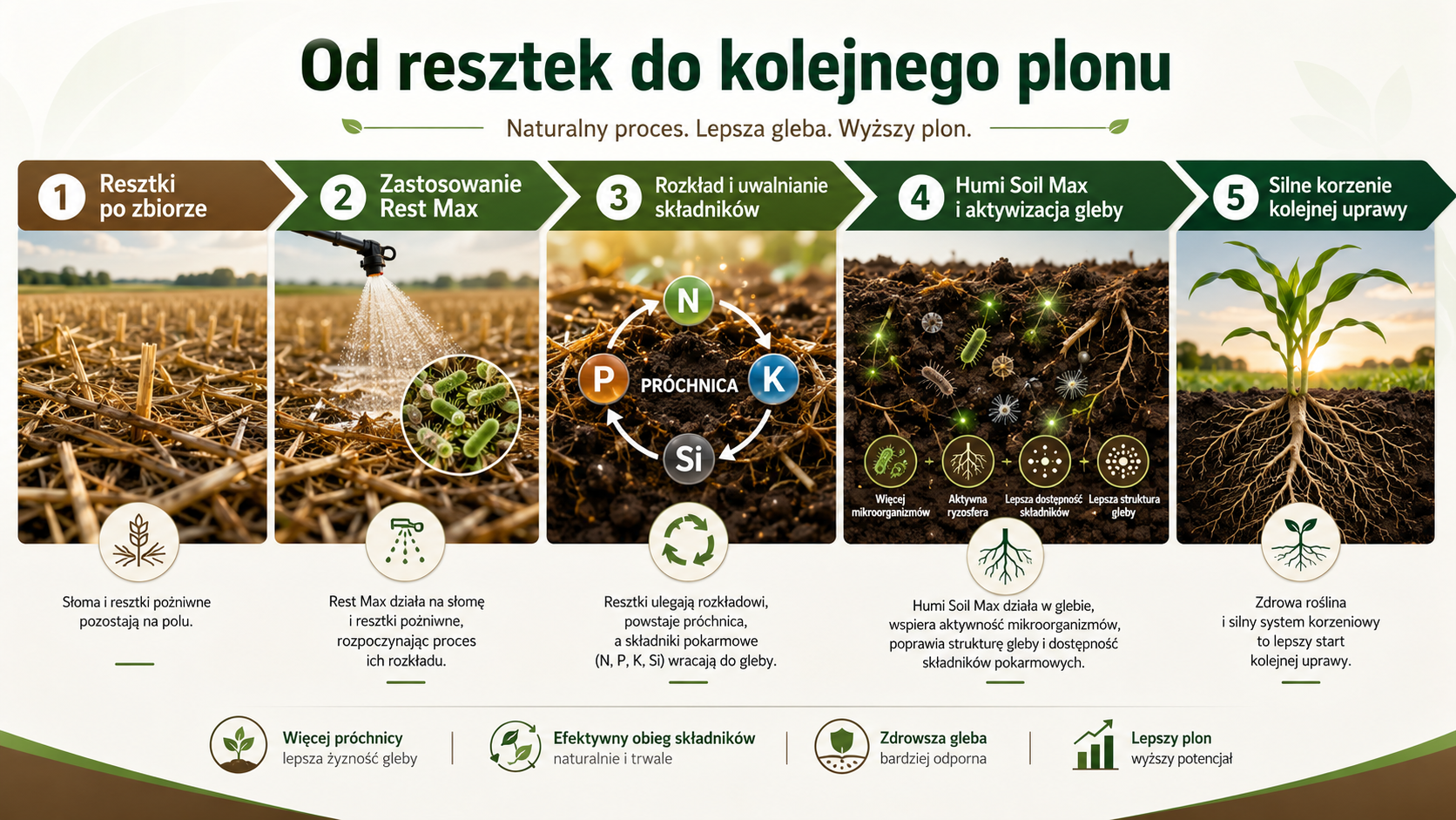 Efekt synergii Rest Max i Humi Soil Max – rozkład słomy, aktywacja gleby i rozwój korzeni