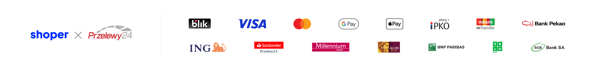 Baner z formami płatności przelewy24